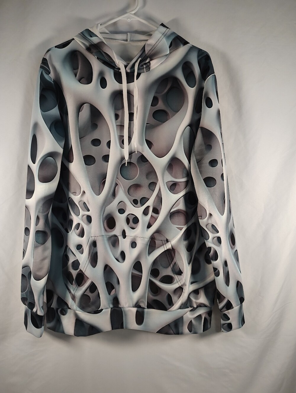 Abstract 3D Graphic Print Hoodie Grey/Black Men's M